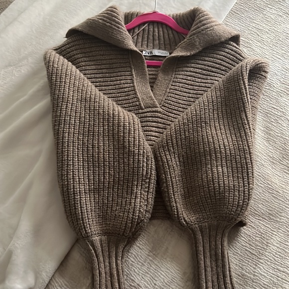 Zara cropped knit collar sweater - Picture 4 of 5